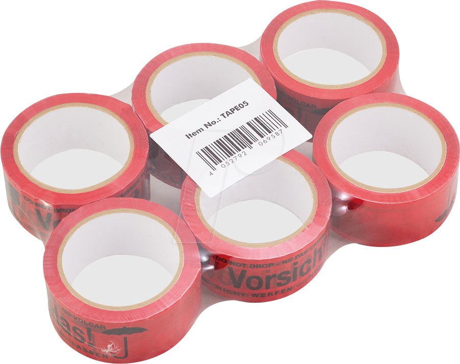 LOGILINK TAPE05 - Klebeband, ''Vorsicht Glas!'', 48 mm x 66 m, 6 Stück