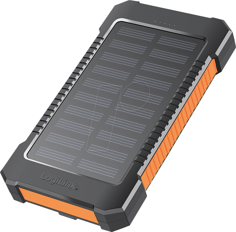 LOGILINK PA0321 - Powerbank, 6000 mAh, 2x USB-A, 1x USB-C, Solar, schwarz-orange
