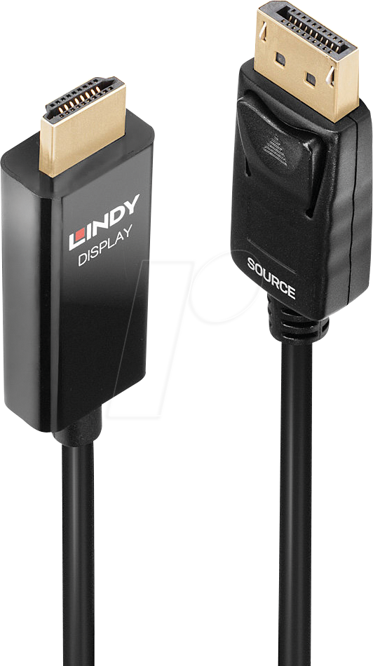 LINDY 40924 - DP 1.2 auf HDMI A Stecker, 0,5 m, aktiv, HDR, 4K/60Hz,