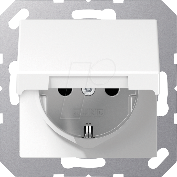 JG A1520 KL WW - Steckdose, Klappdeckel, Duroplast, Serie A, alpinweiß