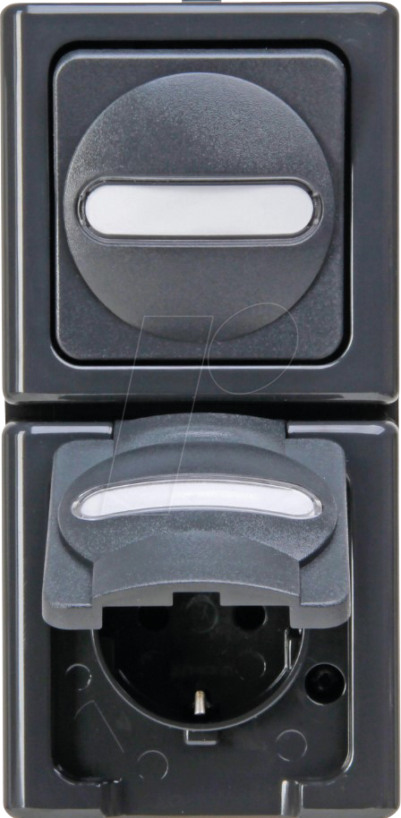 EL BE 130815000 - BLUE ELECTRIC - Aus-/Wechselschalter-Steckdosenkombination, anth