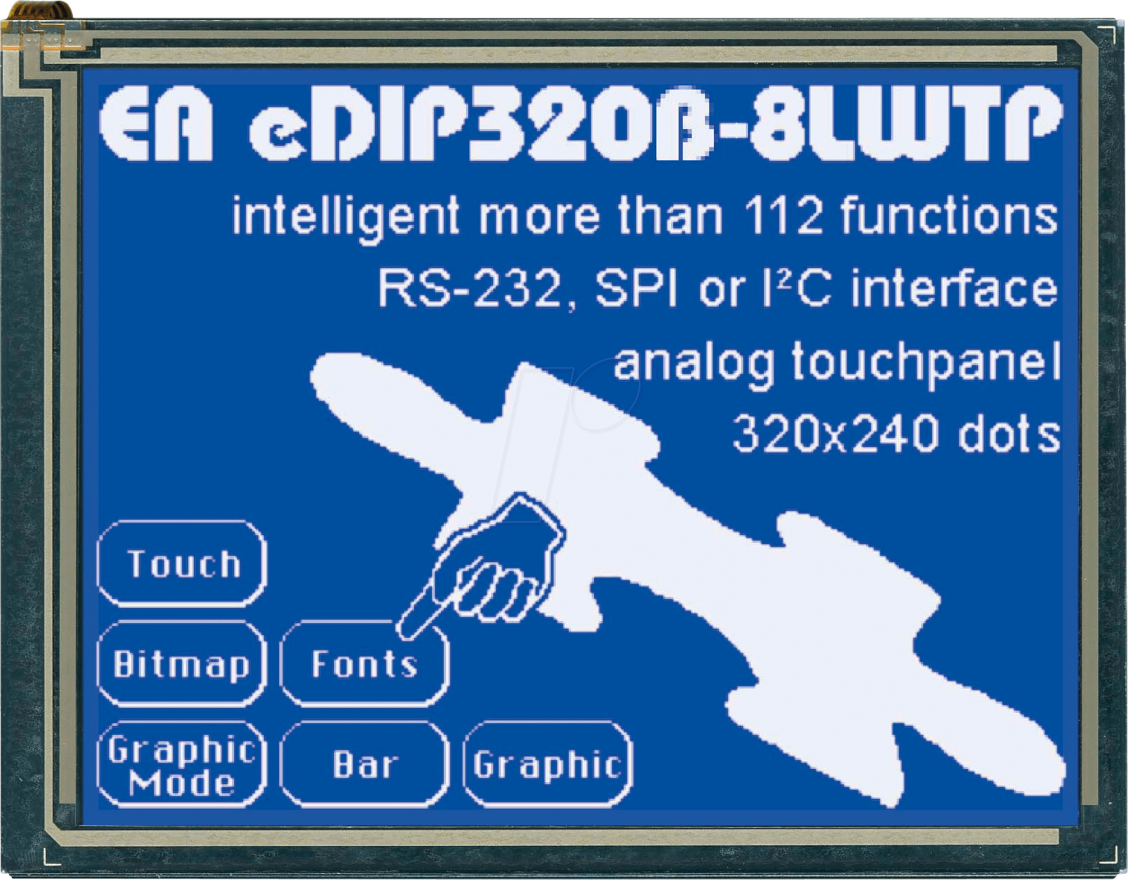 LCD EDIP320B8LWT - LCD-Display, 320x240 Pixel, bl-ws negativ,Touch