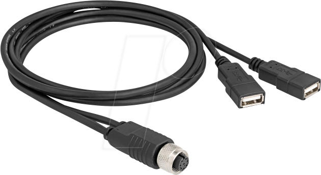 DELOCK 60290 - Adapterkabel 2x USB 2.0 zu M12 A-kodiert 8 Pin 1,0 m