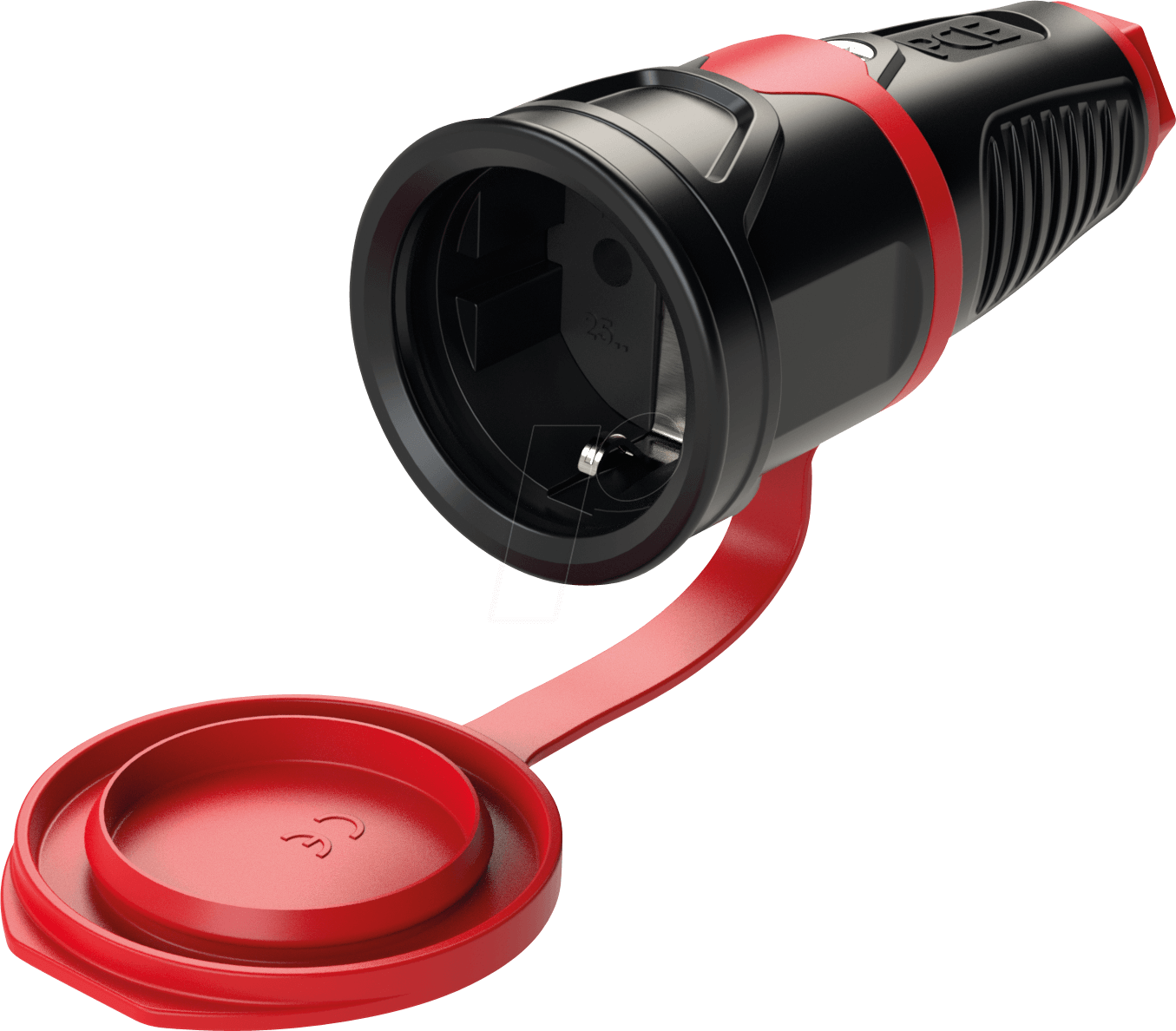 TAUR2 2521-SR - Vollgummi-Kupplung Taurus2, Typ F - CEE 7/3, schwarz/rot