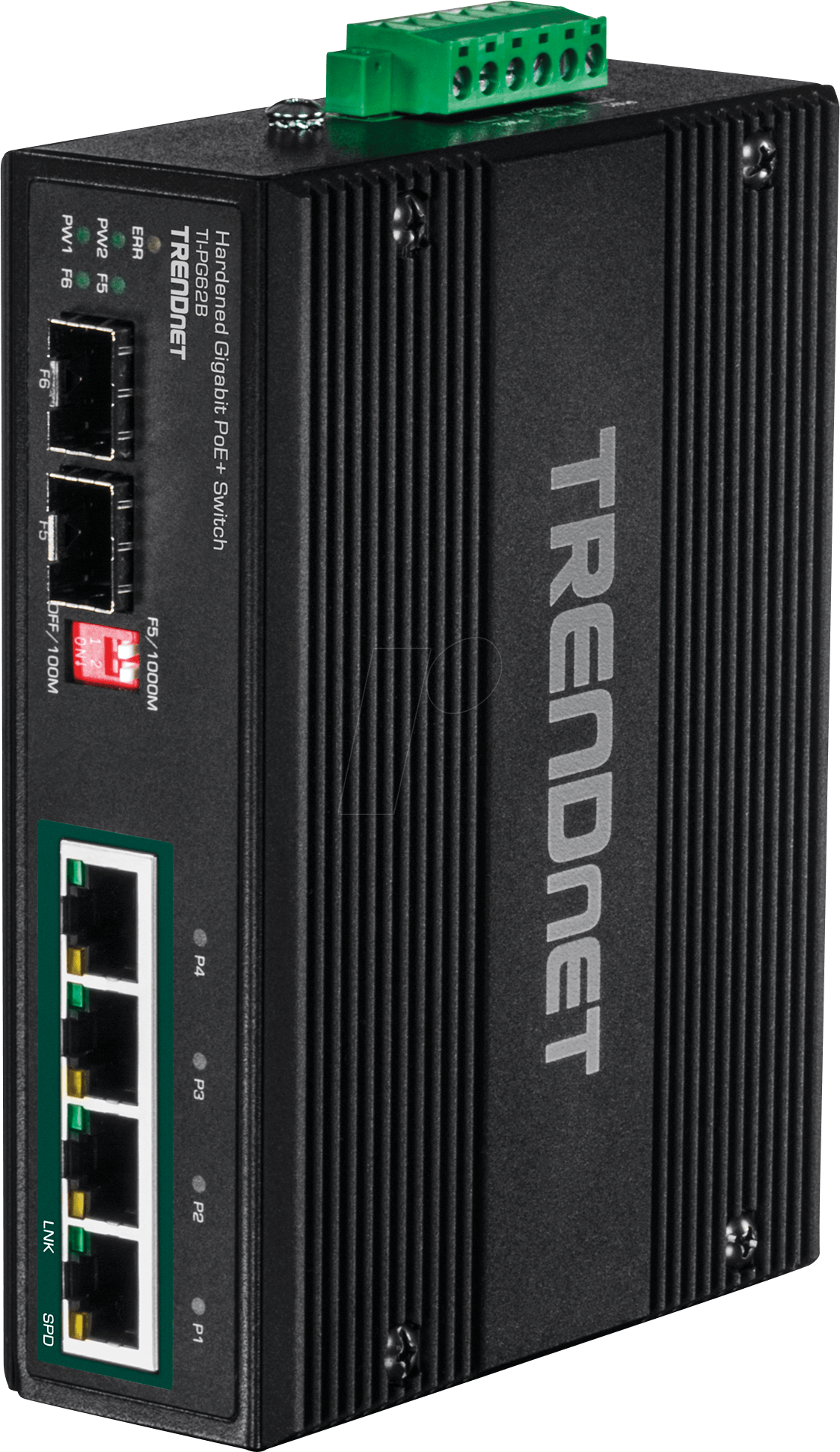 Thumbnail - TRN TI-PG62B - Switch, 6-Port, Gigabit Ethernet, DIN Rail, PoE+