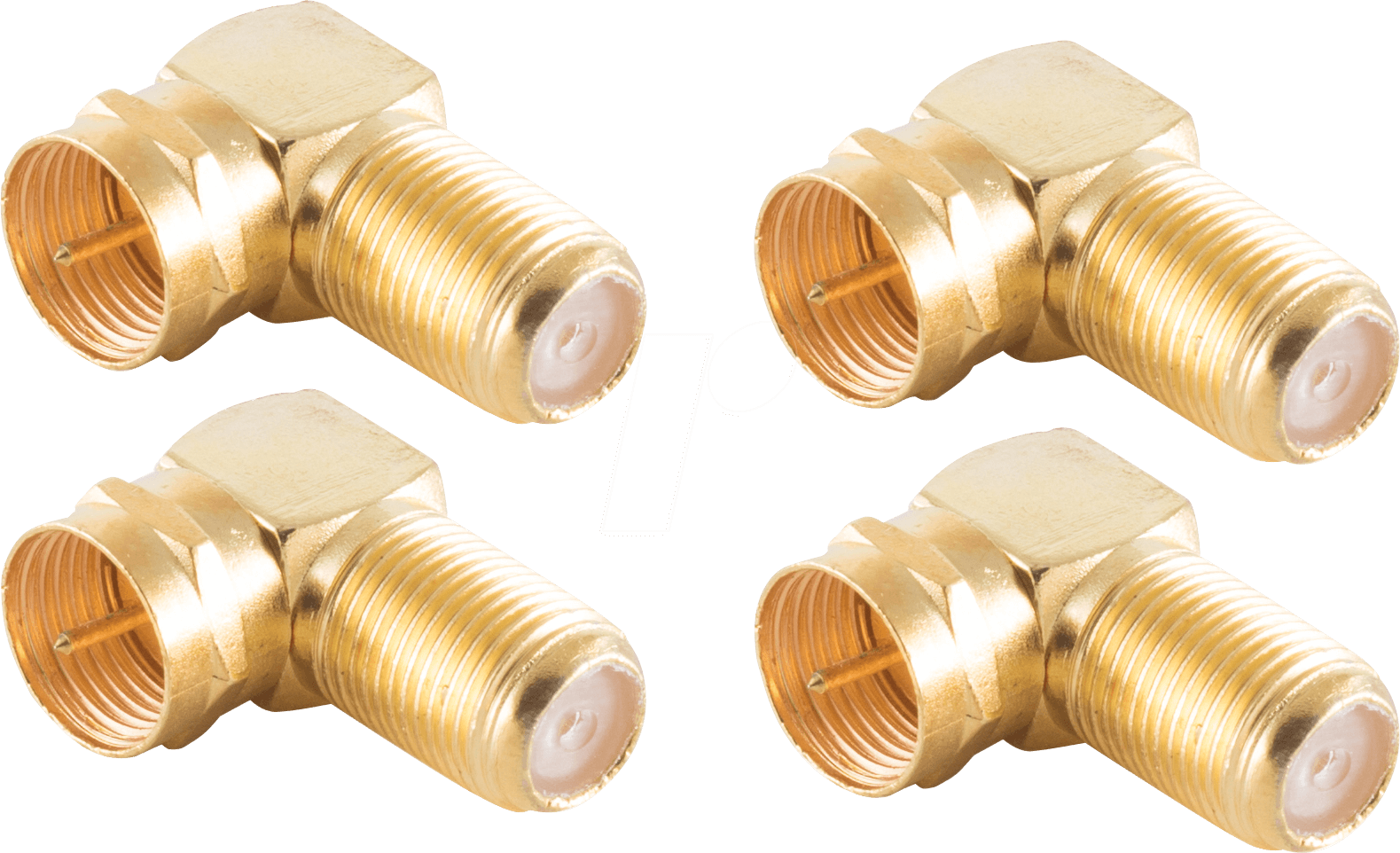 SHVP BS15-301714 - 4x F-Winkeladapter, F-Stecker/ F-Buchse, vergoldet