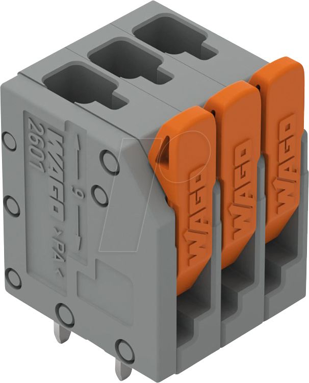 WAGO 2601-3103 - Leiterplattenklemme mit Hebel, 1,5 mm², RM 3,5 mm, 3-polig