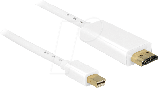 Thumbnail - DELOCK 83707 - mini DisplayPort Stecker auf HDMI A Stecker, 2 m, weiß