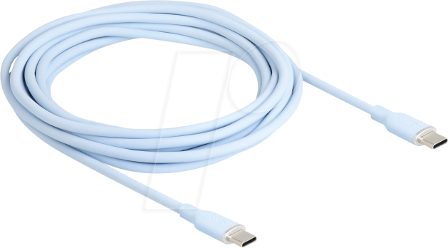 DELOCK 81236 - USB 2.0 Kabel, C Stecker > C Stecker, Silikon, blau, 4,0 m