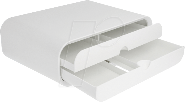 DELOCK 18325 - Monitorständer, mit zwei Schubladen, weiß