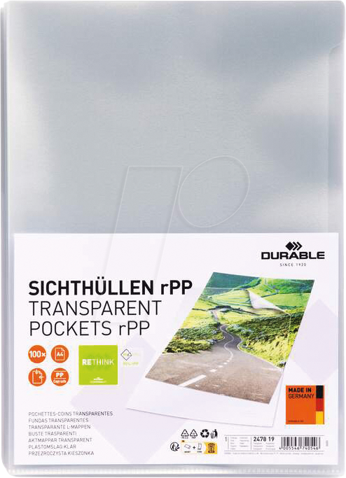 DURABLE 247819 - Sichthüllen, A4, transparent, 100 Stück