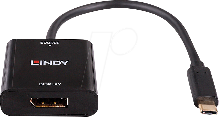 LINDY 43269 - Adapter USB C > 1x DP, 4K@144 Hz, 21 cm