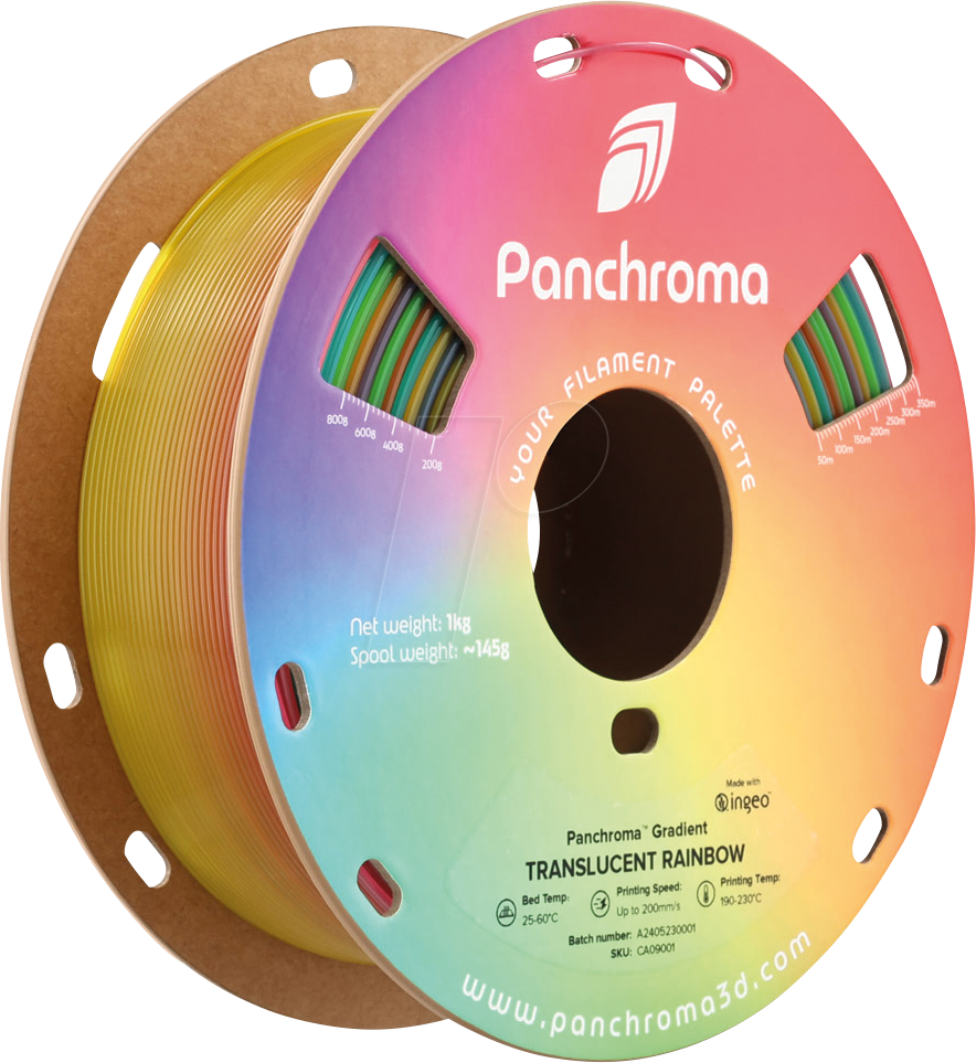 POLYMAKER CA9001 - Filament, Panchroma PLA, Gradient Translucent Rainbow, 1,75 mm,