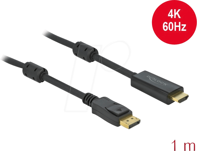 DELOCK 85955 - Aktives DP 1.2 zu HDMI Kabel 4K 60 Hz 1 m