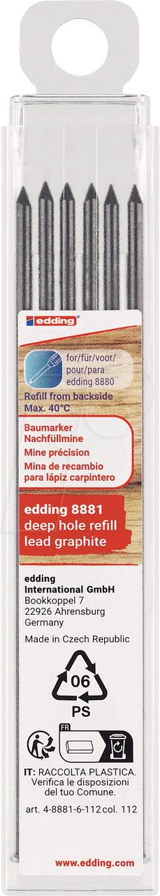 EDDING 8881 - Nachfüllmine, für edding 8880, grafit, 6er Set