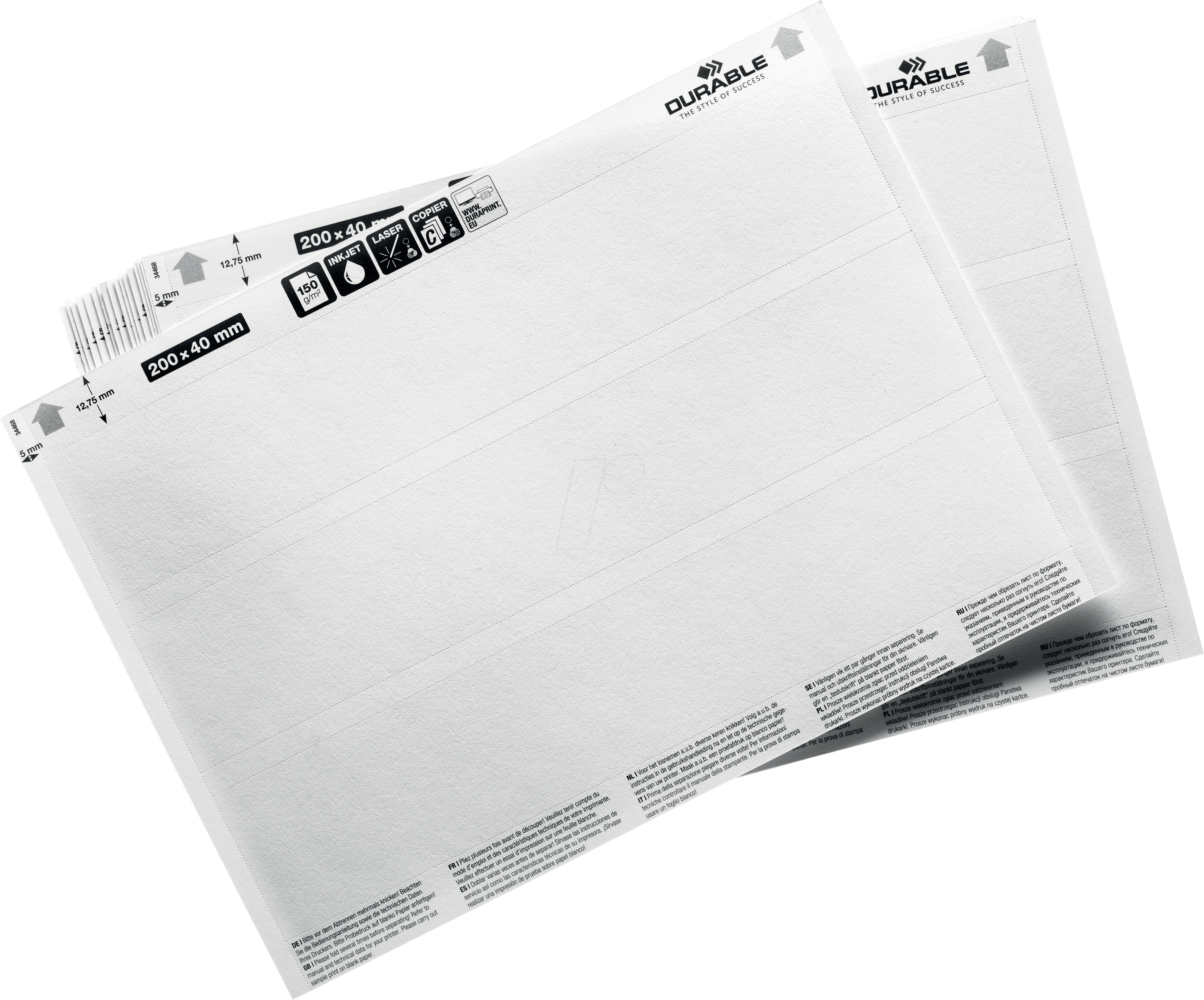 DURABLE 809902 - Einsteckschilder, 200 x 37 mm, 60 Schilder