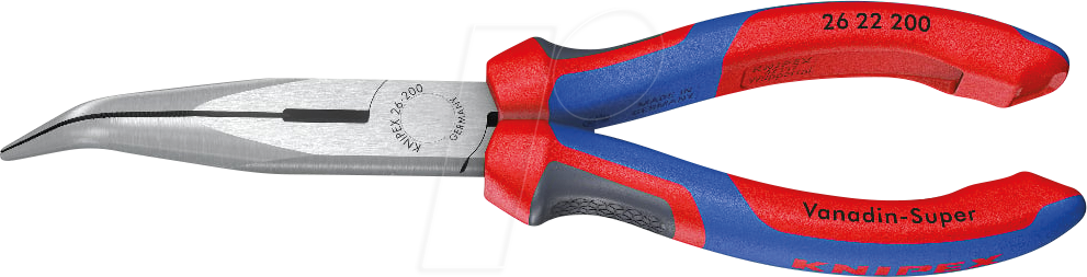 Thumbnail - KN 26 22 200 - Flachrundzange gebogen, Storchschnabelzange, 200 mm, verchromt