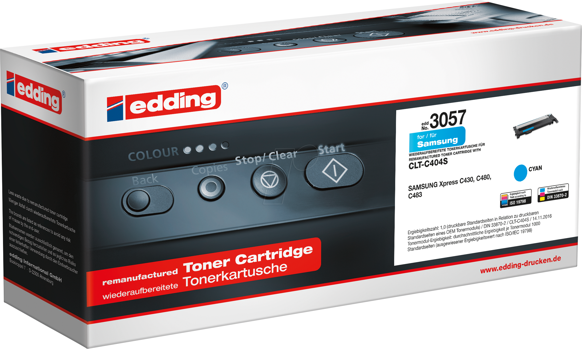 EDDING EDD-3057 - Toner, Samsung, cyan, CLT-C404S, refill