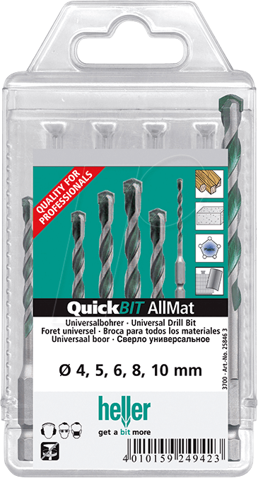 BOHRER A4-10MM - Allmatbohrersatz, 6-kant, 4 - 10 mm, 5 -teilig