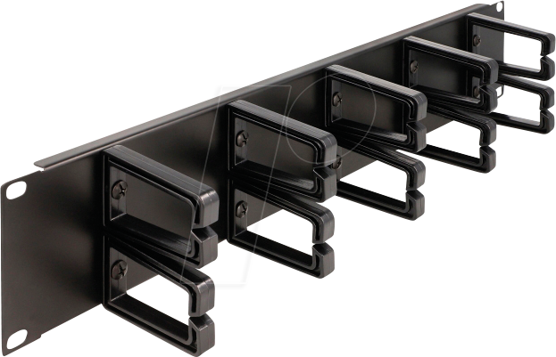 DELOCK 66917 - 19'' 2HE Kabelführungspanel, 10 Bügel, schwarz