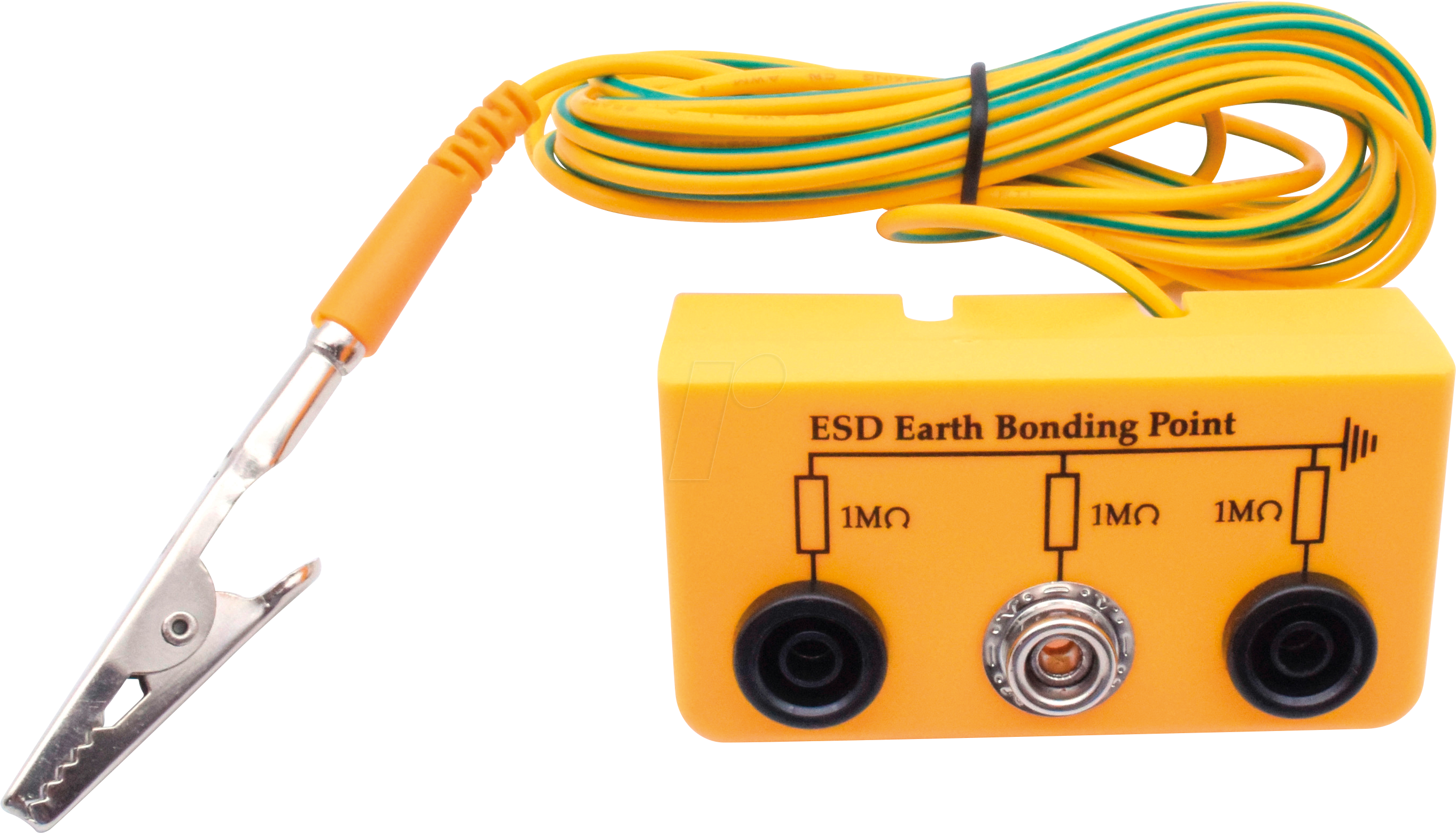 QUAD 1903EC063 - ESD Erdungsbox 2 x Bananenbuchse, 1 x Druckknopf 10 mm, 3 m Ansc