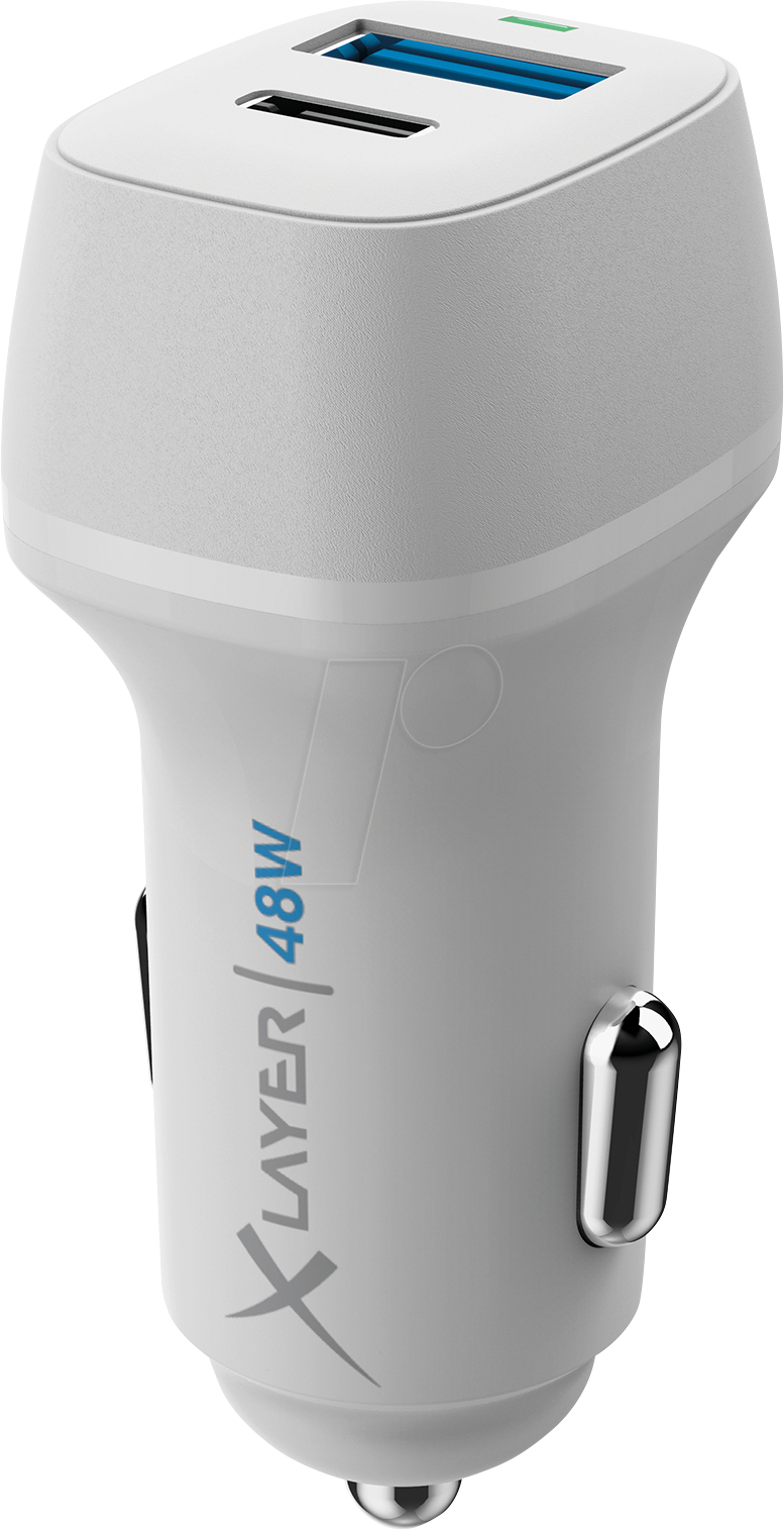 XLAYER 219947 - USB-Ladegerät, USB-C (PD), 30 W, USB-A (QC 3.0), 18 W, Kfz, weiß