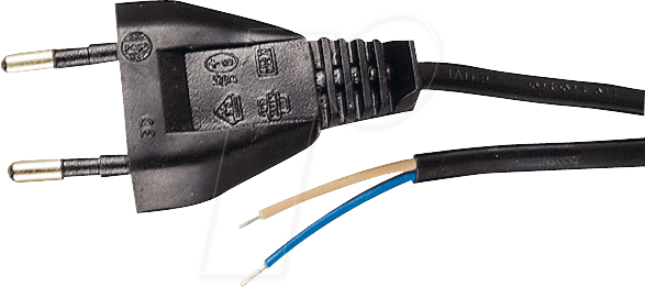 NKE 200 SW - Netzkabel, Eurostecker, 1,8m, schw, offenes Ende