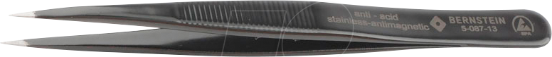 Thumbnail - BERN 5 087 13 - Universal-Pinzette, gerade, spitz, rutschfest, 110 mm, ESD