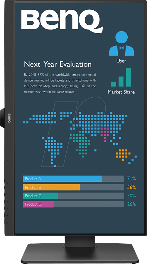 BENQ BL2486TC - 61cm Monitor, 1080p, Lautsprecher, 100 Hz, Pivot, USB-C