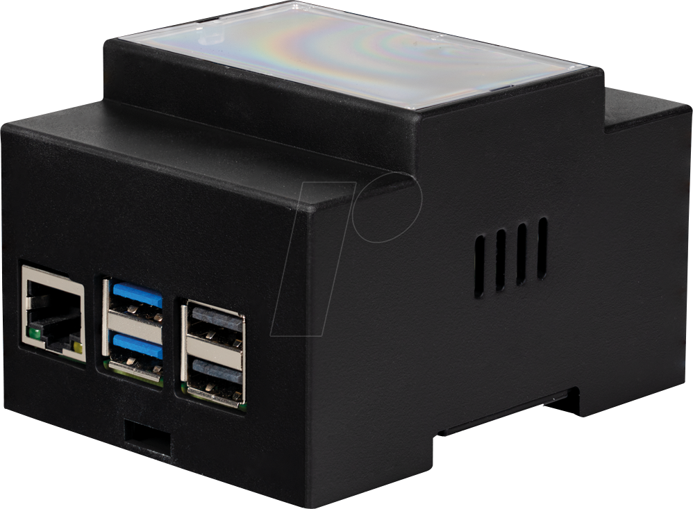 Thumbnail - RPI5 CASE DIN2 - Gehäuse für Raspberry Pi 5, Hutschiene, schwarz/trans.