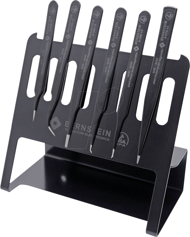 BERN 5 060 V - SMD-Pinzettensatz, 6-teilig, ESD, mit ESD-Werkzeugständer