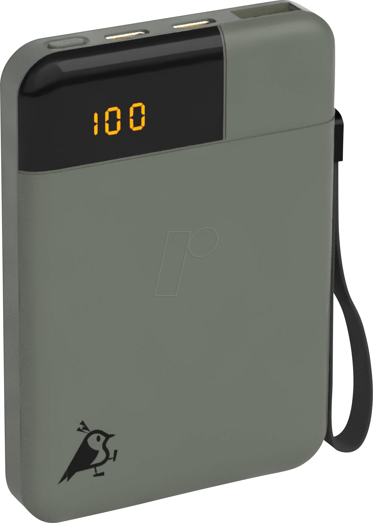 AQIILA PB B5 GR - Powerbank, 5000 mAh, 12 W, 1x USB-A, 2x USB-C, moosgrün