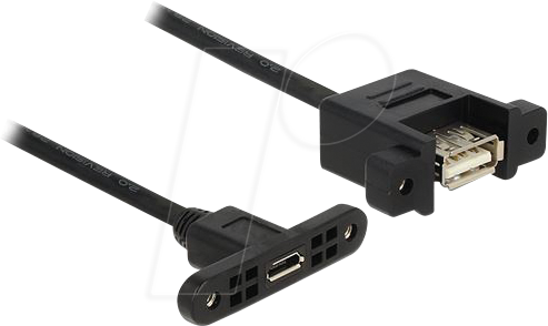 DELOCK 85109 - USB 2.0 Kabel Micro-B Buchse > A Buchse, zum Einbau, 25 cm