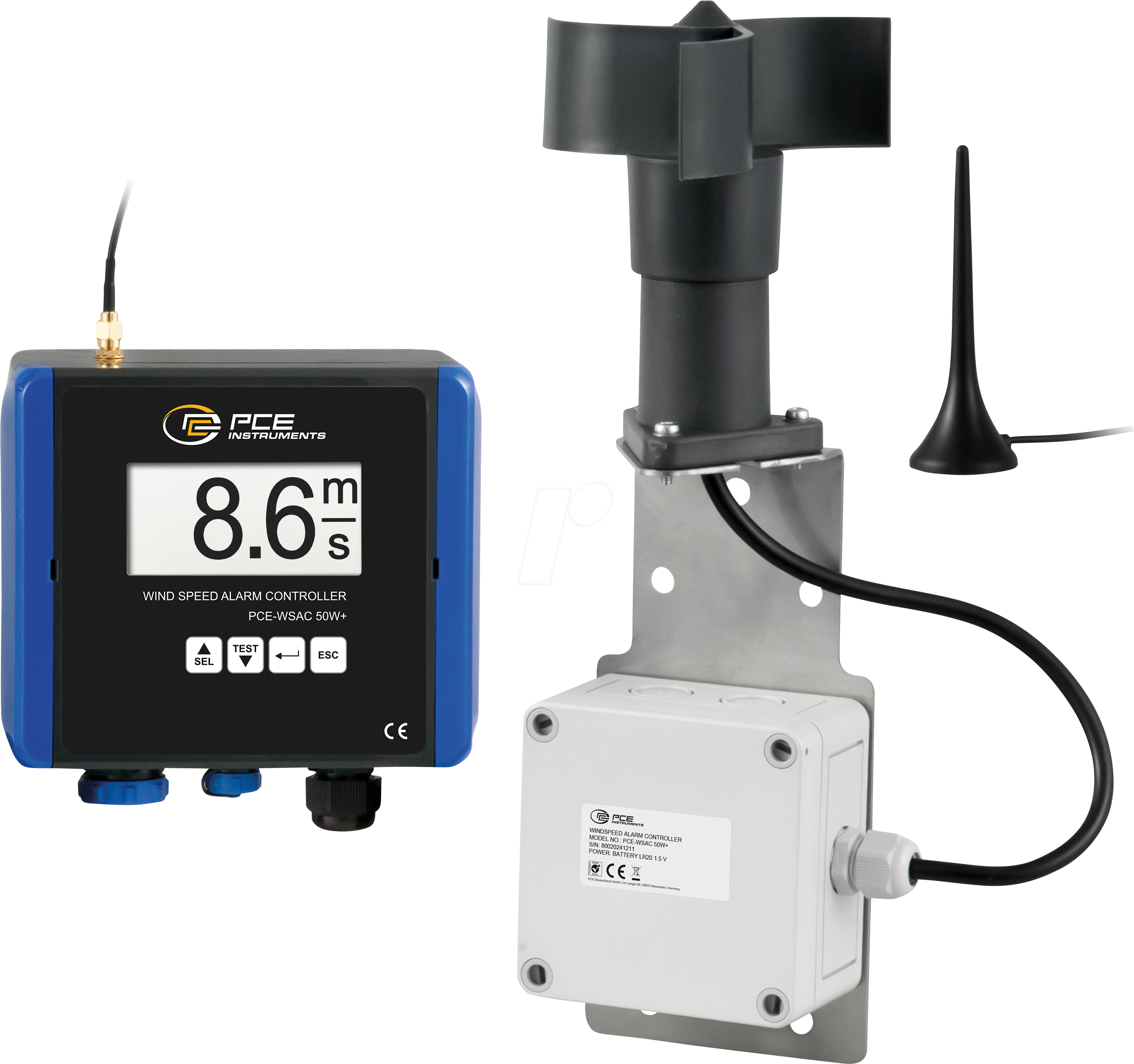 PCE WSAC50W+230 - Windgeschwindigkeitsmesser PCE-WSAC 50W+ 230