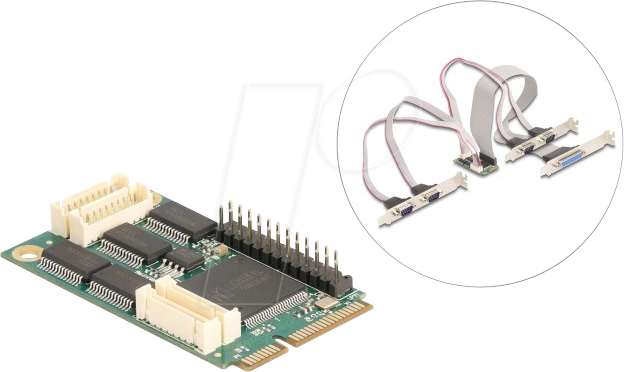 DELOCK 95279 - Mini PCIe I/O PCIe full size 4 x Seriell RS-232, 1 x Parallel