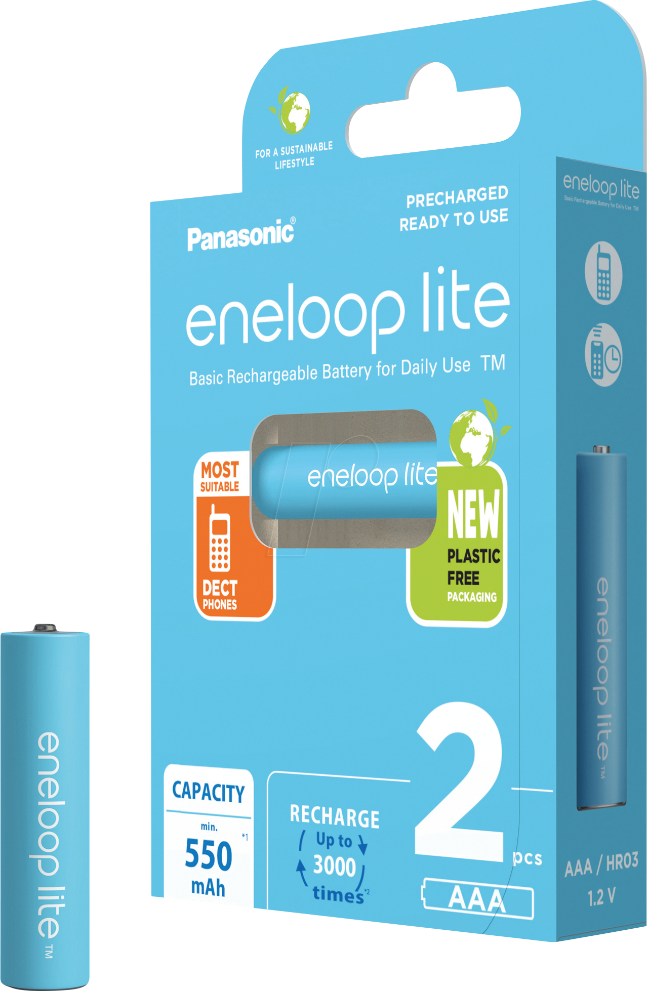 Thumbnail - ENELOOP L 2XAAAB - eneloop lite, NiMh Akku, AAA (Micro), 550 mAh, 2er-Pack