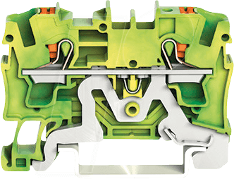 WAGO 2204-1207 - 2-Leiter-Schutzleiterklemme, mit Drücker 4 mm², grün-gelb