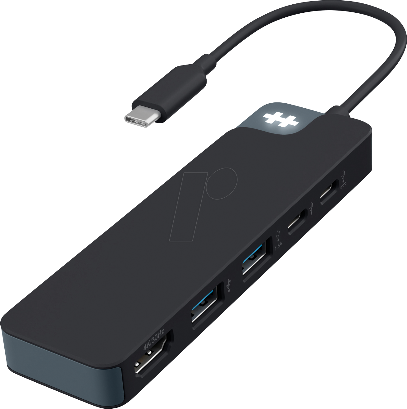 HYPER HD4101 SW - PortReplicator/Dockingstation, USB-C, 5 Port, schwarz