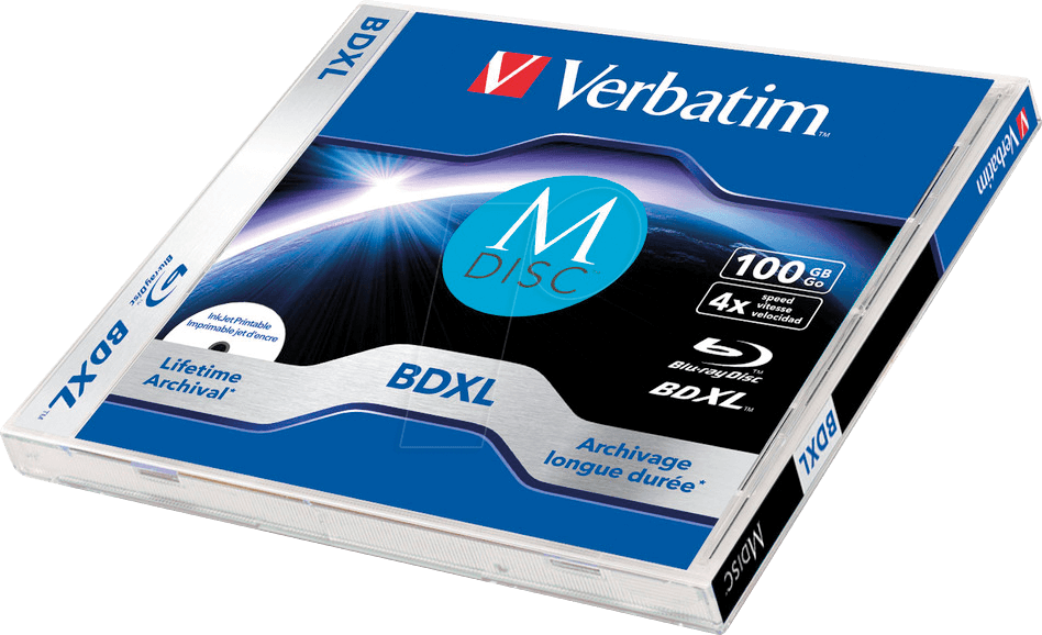 VERBATIM 43833 - BD-R XL, 100GB, bedruckbar, 1 Stück (M-DISC)