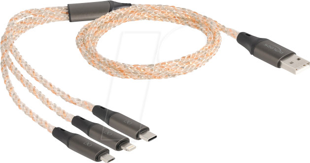 DELOCK 88158 - RGB Ladekabel, USB-A -> micro USB, Lightning & USB-C 1,2 m