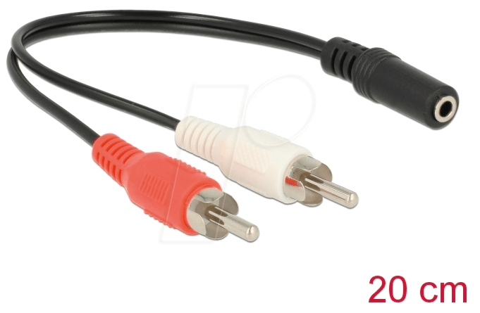 DELOCK 85806 - Kabel Cinch 2x Stecker > 1x Klinkenbuchse 3 Pin 3,5 mm 0,2m