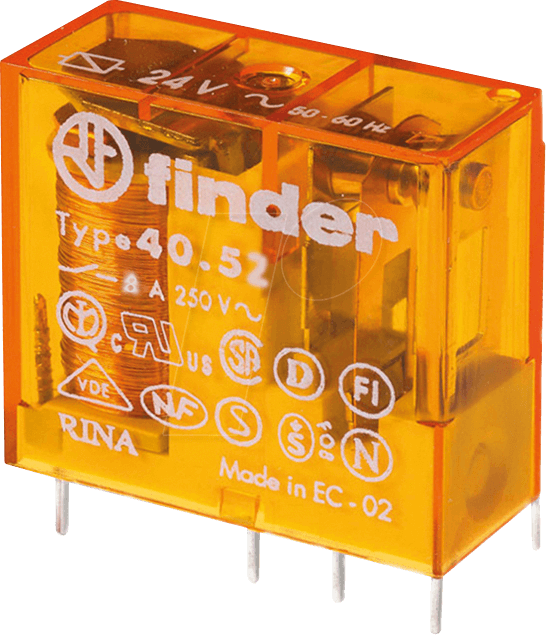 Thumbnail - FIN 40.52.8 48V - Steckrelais, 2x UM, 250V/8A, 48VAC, RM 5,0mm