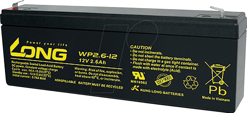 WP 2,6-12 - Blei-Vlies-Akku, 12 V, 2,6 Ah