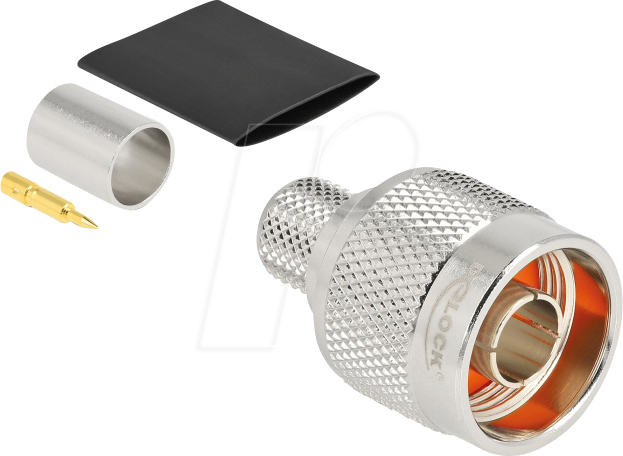 DELOCK 91768 - N Stecker zum Crimpen LMR 400 mit passendem Schrumpfschlauch