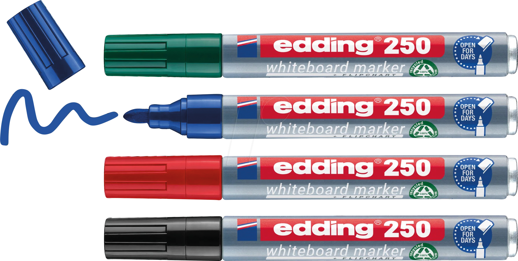 EDDING 250-4S - Whiteboard Marker, 1,5 - 3,0 mm, 4-farbig