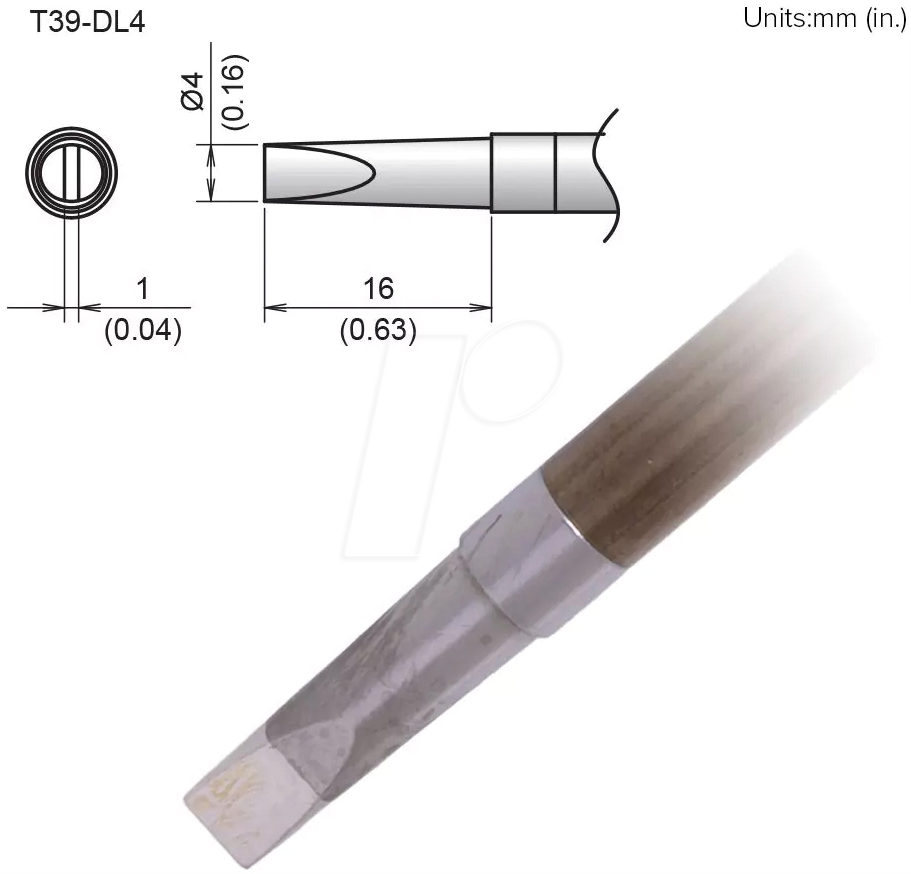 HAK T39-DL4 - Aktiv-Lötspitze T39-DL4, 4,0 mm, meißel
