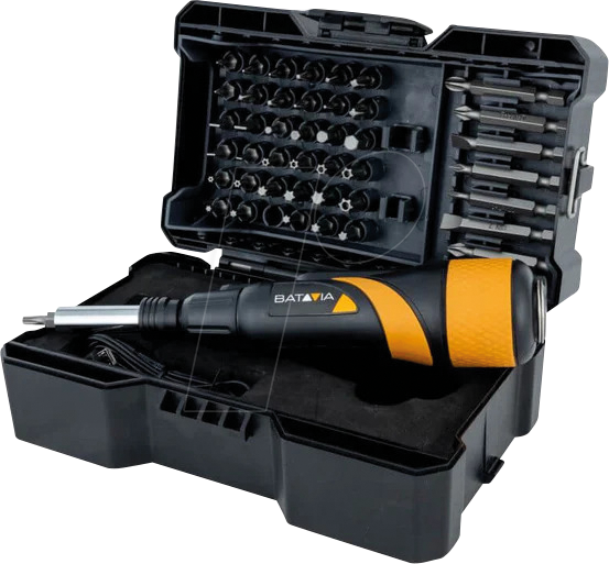 BATAVIA 7064741 - 3,6 V Akku-Schraubendreher, Maxxgrip, inkl. Koffer und 44-tlg. B