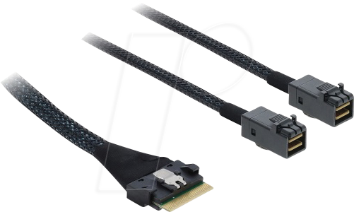 DELOCK 82156 - Slim SAS SFF-8654 8i zu 2 x Mini SAS HD SFF-8643, PCIe 4.0, 0,5