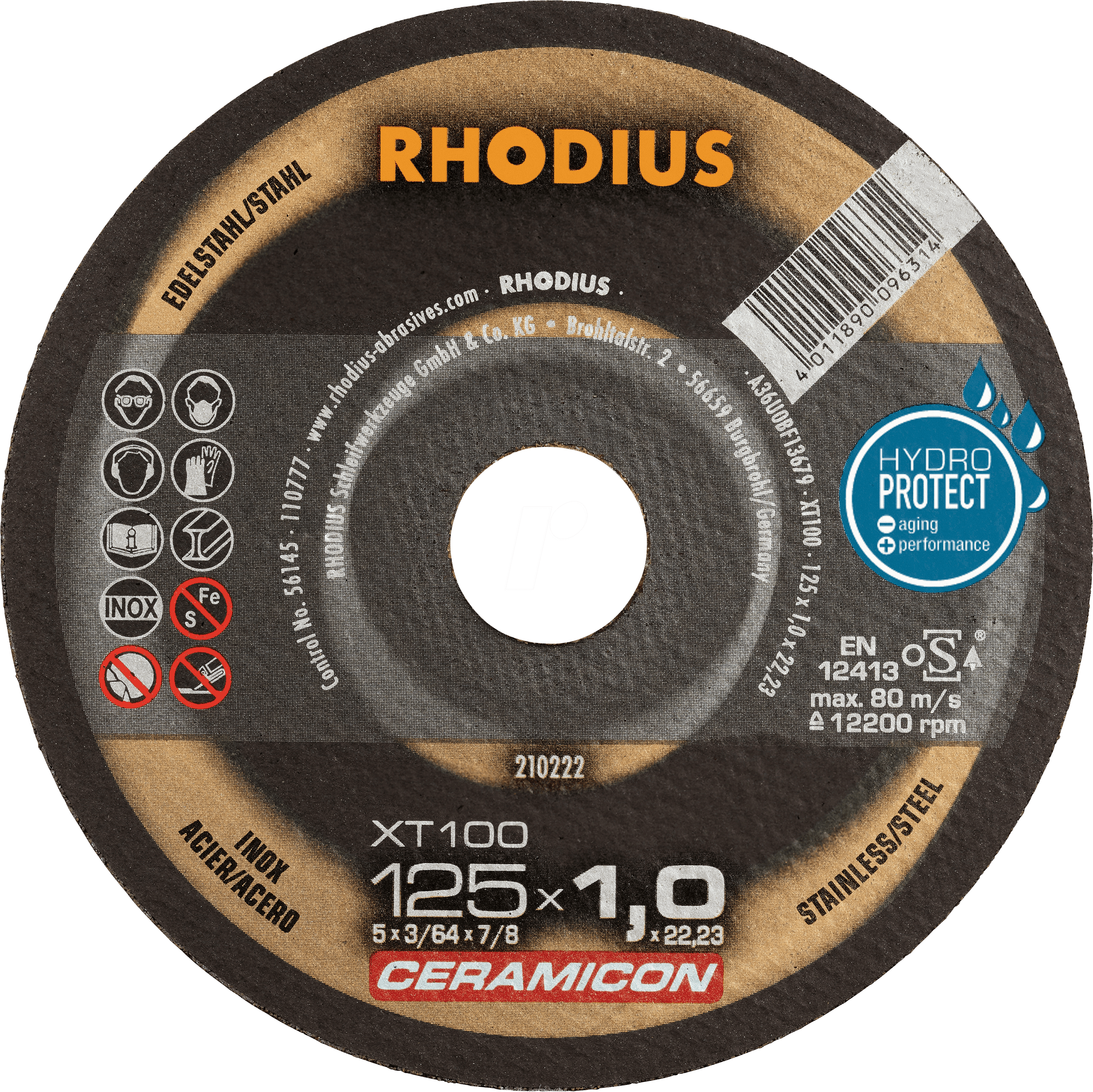 RHO 210226 - Trennscheibe, Edelstahl, 230 mm, 1,9 mm, XT100, 22,23 mm