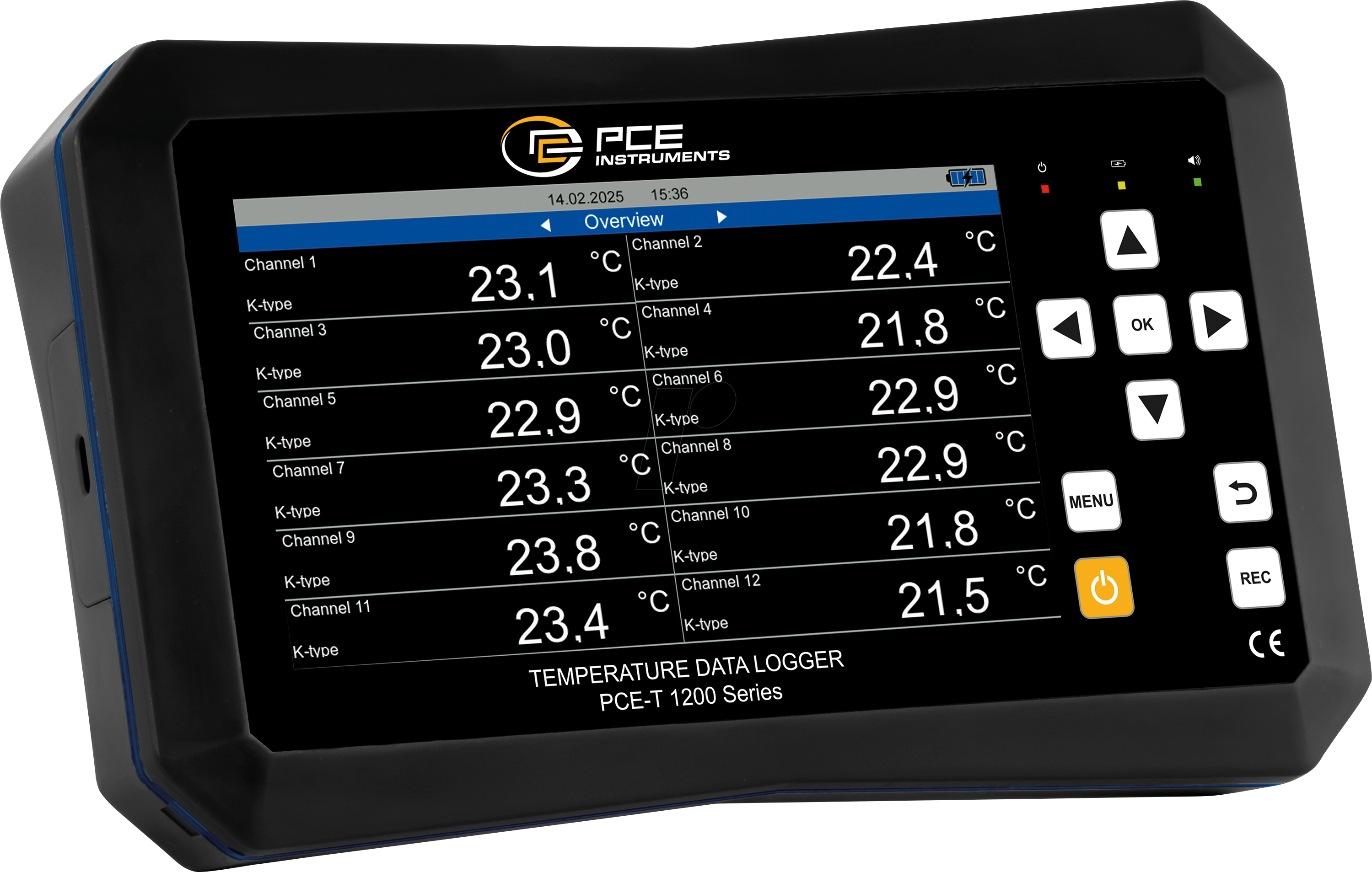 PCE T 1220 - 12-Kanal-Datenlogger-Thermometer PCE-T 1220